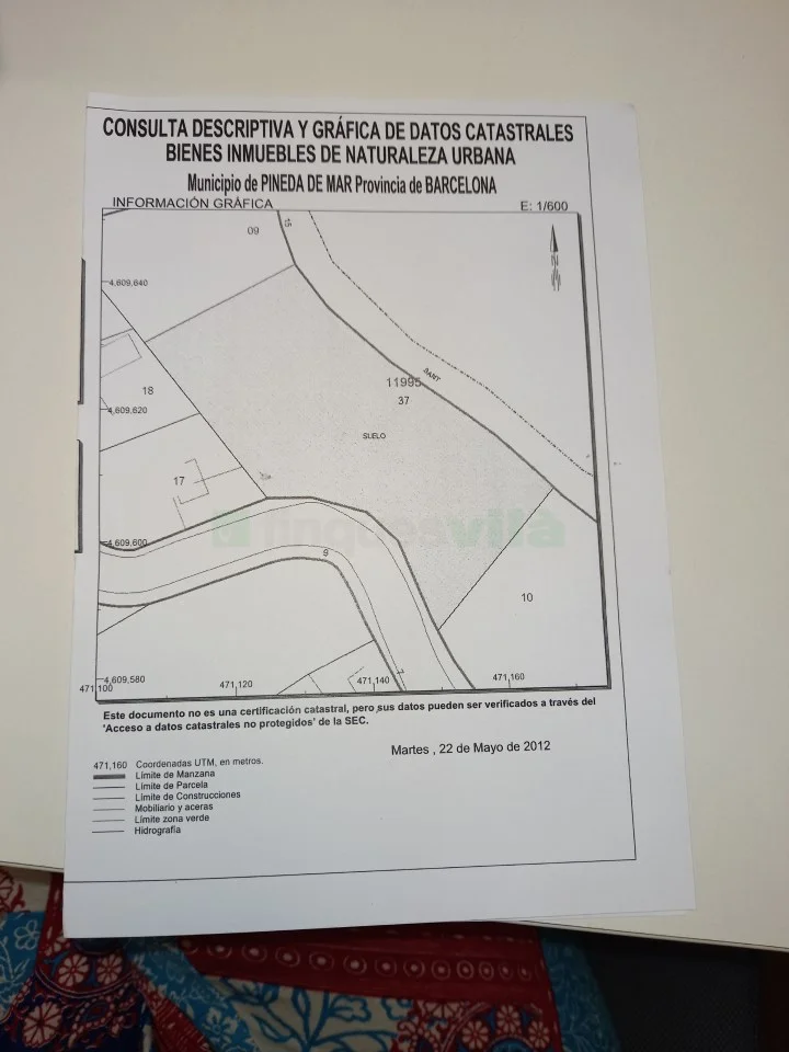 Parcela de 1.362 m² en Pineda de Mar