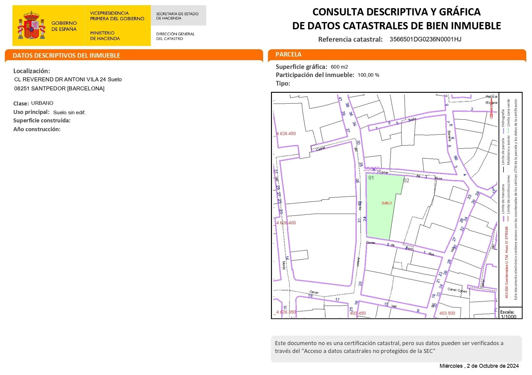 Solar urbano en Santpedor, 1.260 m² edificables