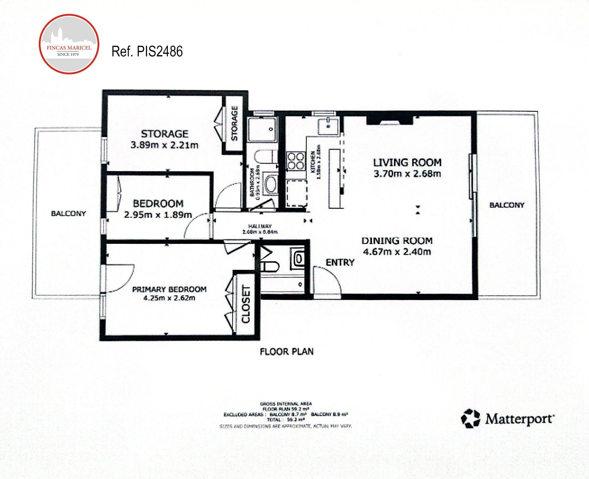 South-facing Vinyet flat, 3 bedrooms