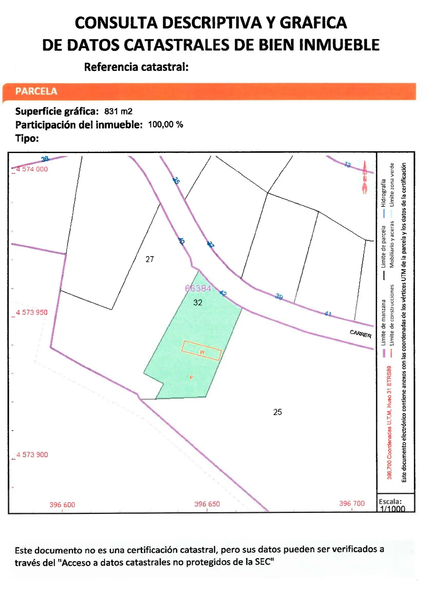 Flat urban plot in Olivella
