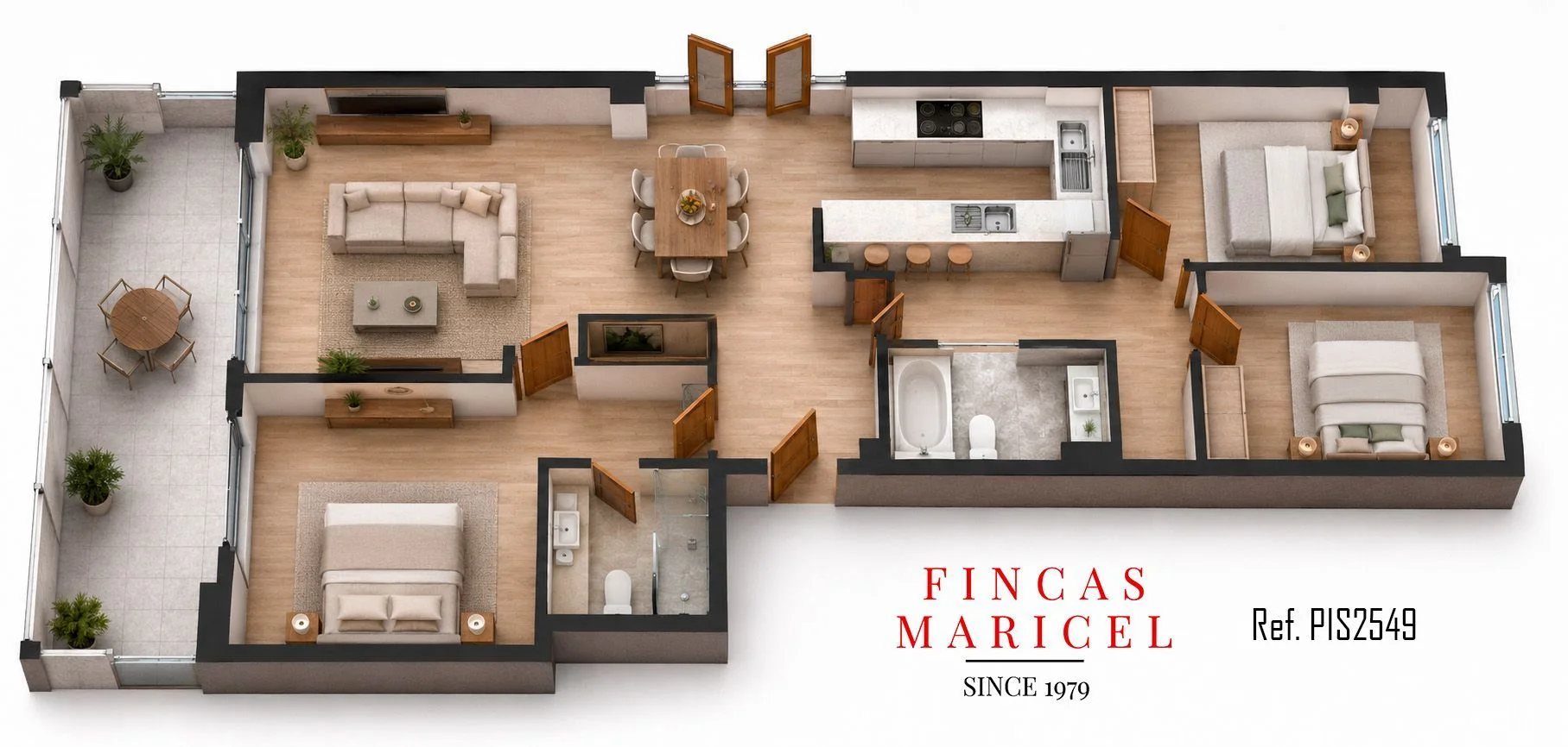 Ground-floor Sitges flat, 3 bedrooms