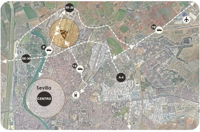 Suelo urbanizable en Sevilla con 16.122 m² edificables