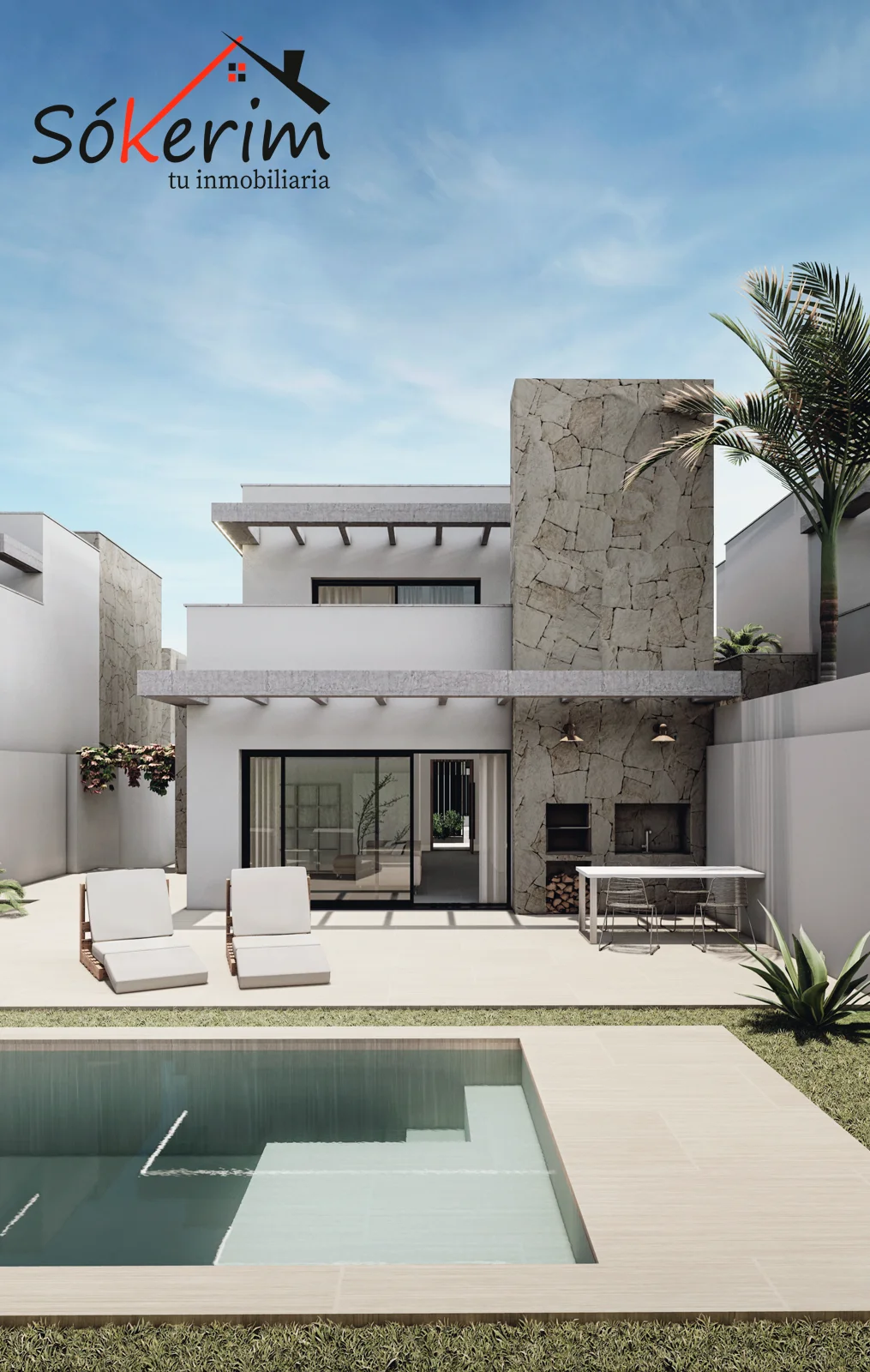 Chalet sobre plano con piscina y 3 dormitorios