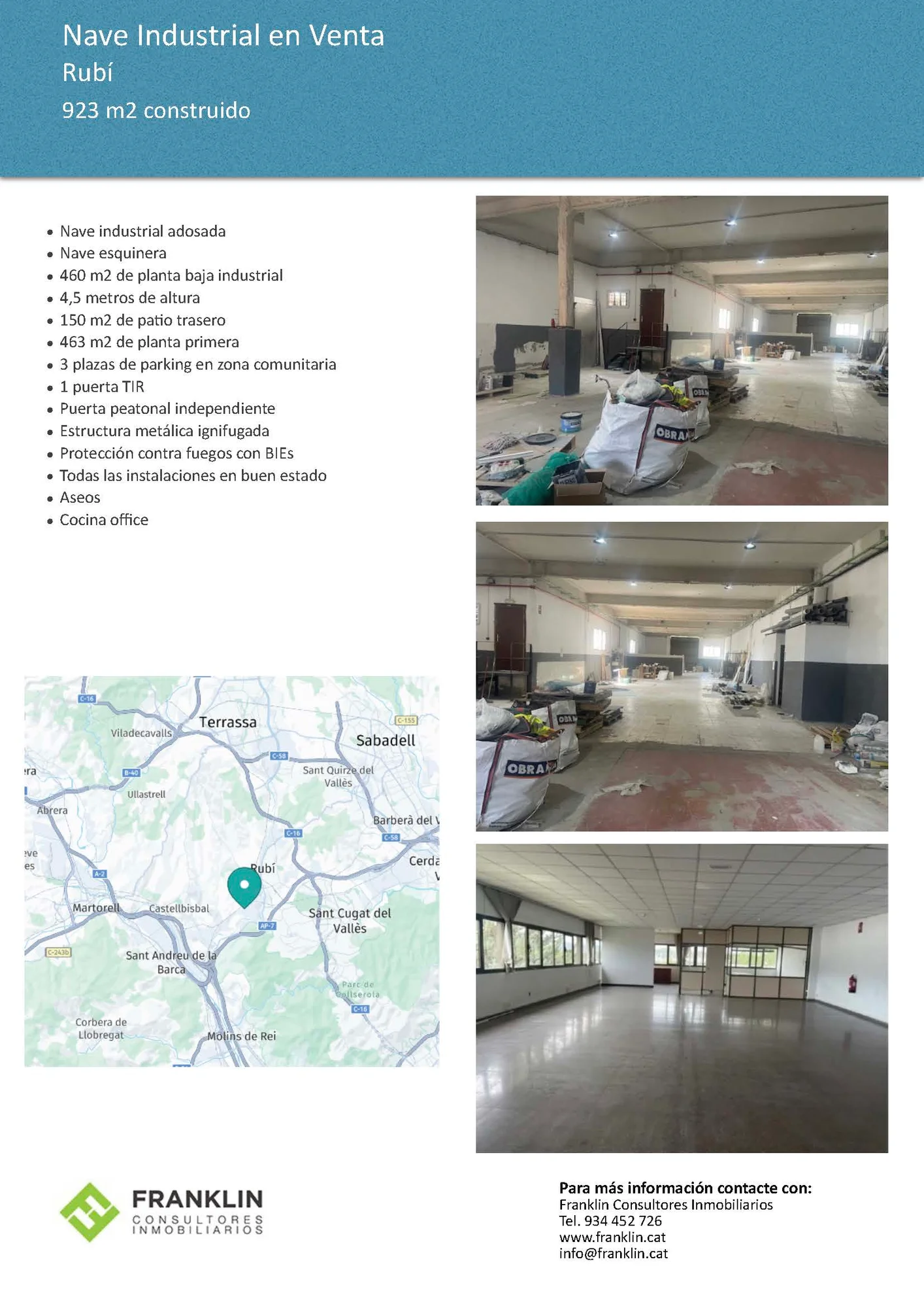 Nave industrial en Rubí de 923 m²