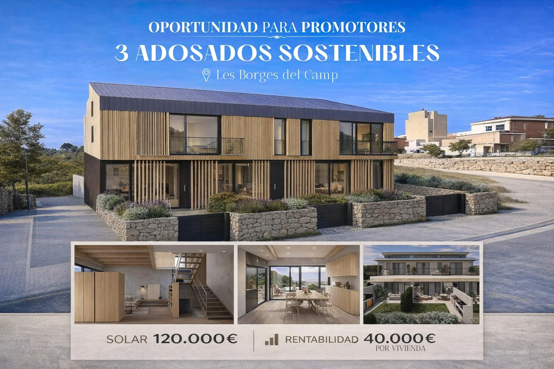 Solar urbano con proyecto para tres adosados