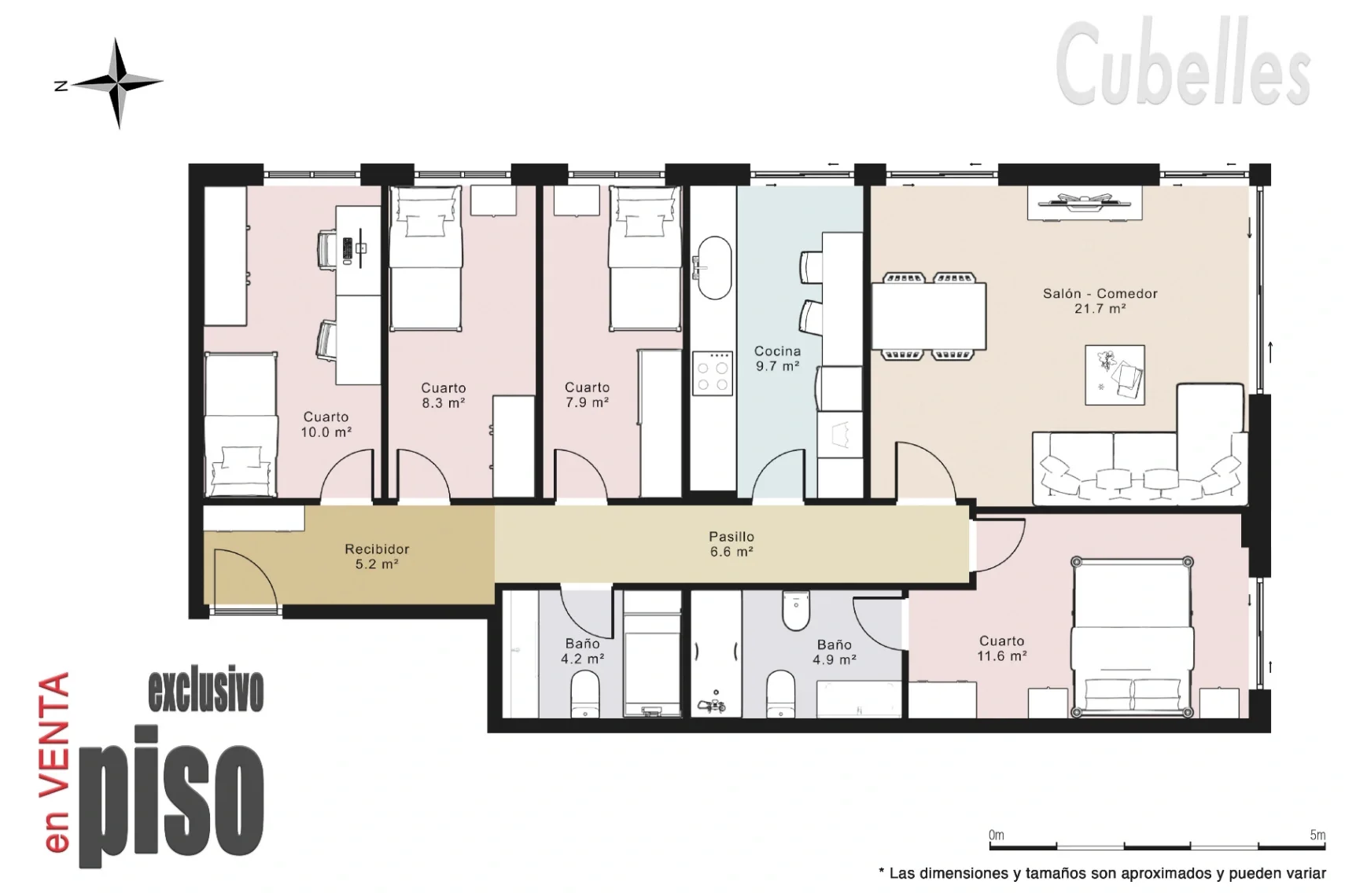 Ground-floor seafront apartment, four bedrooms