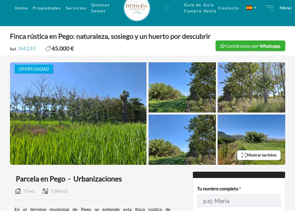 Finca rústica cerca de Pego con plantación