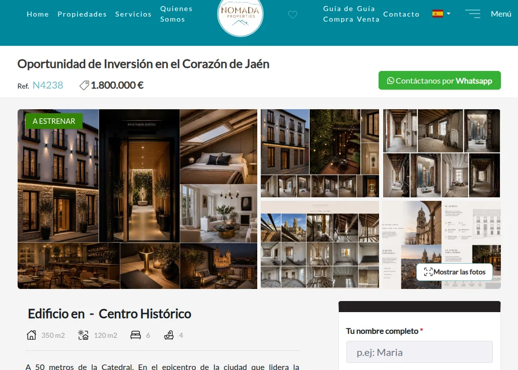 Central Jaén cathedral-area tourism investment opportunity