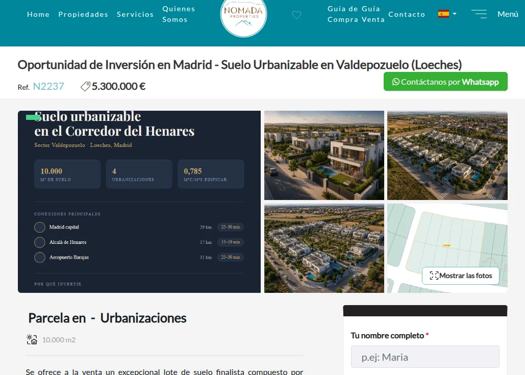 Developable land in Valdepozuelo, 10,000 m²