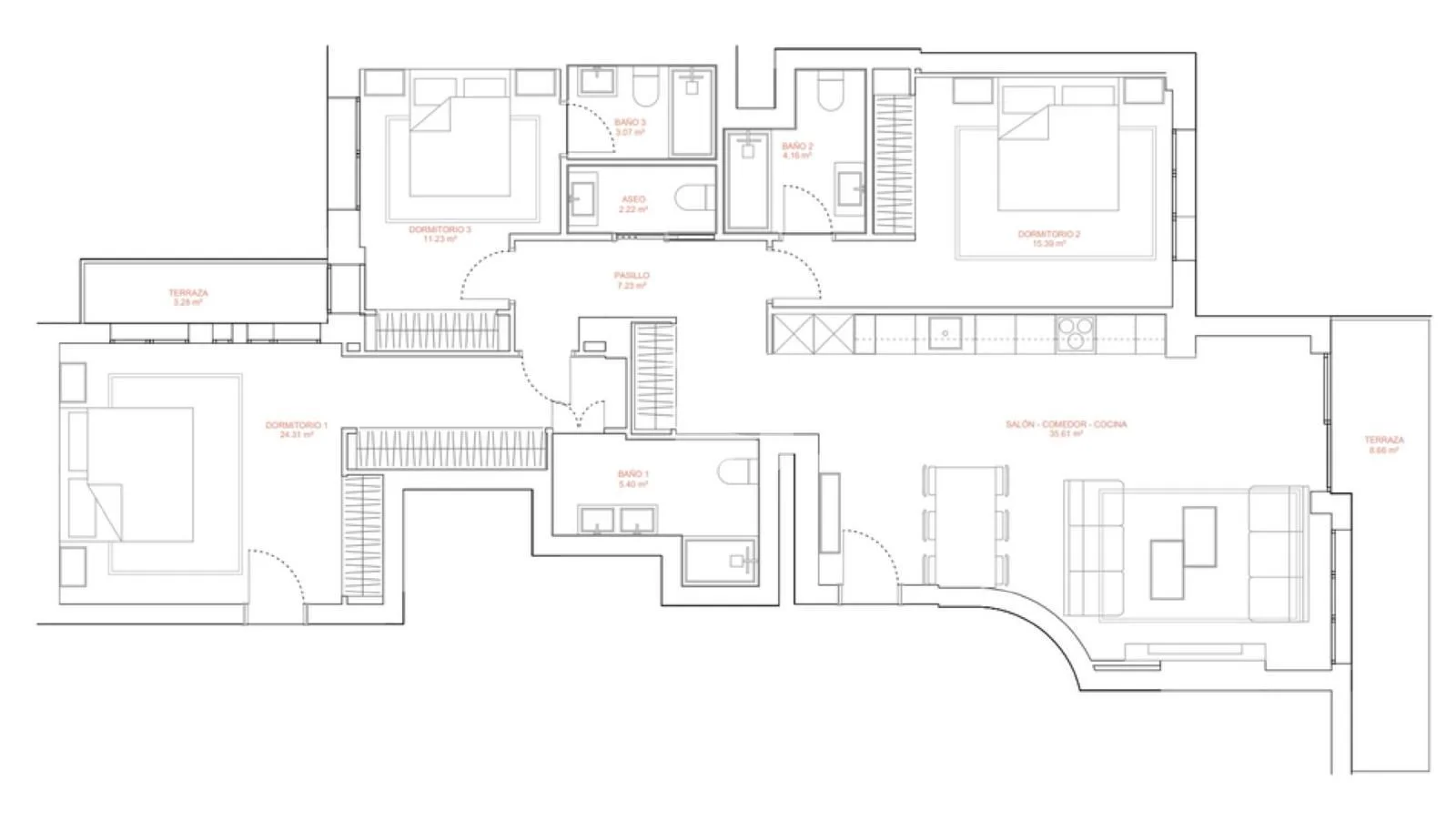 Piso reformado en Arapiles, tres suites
