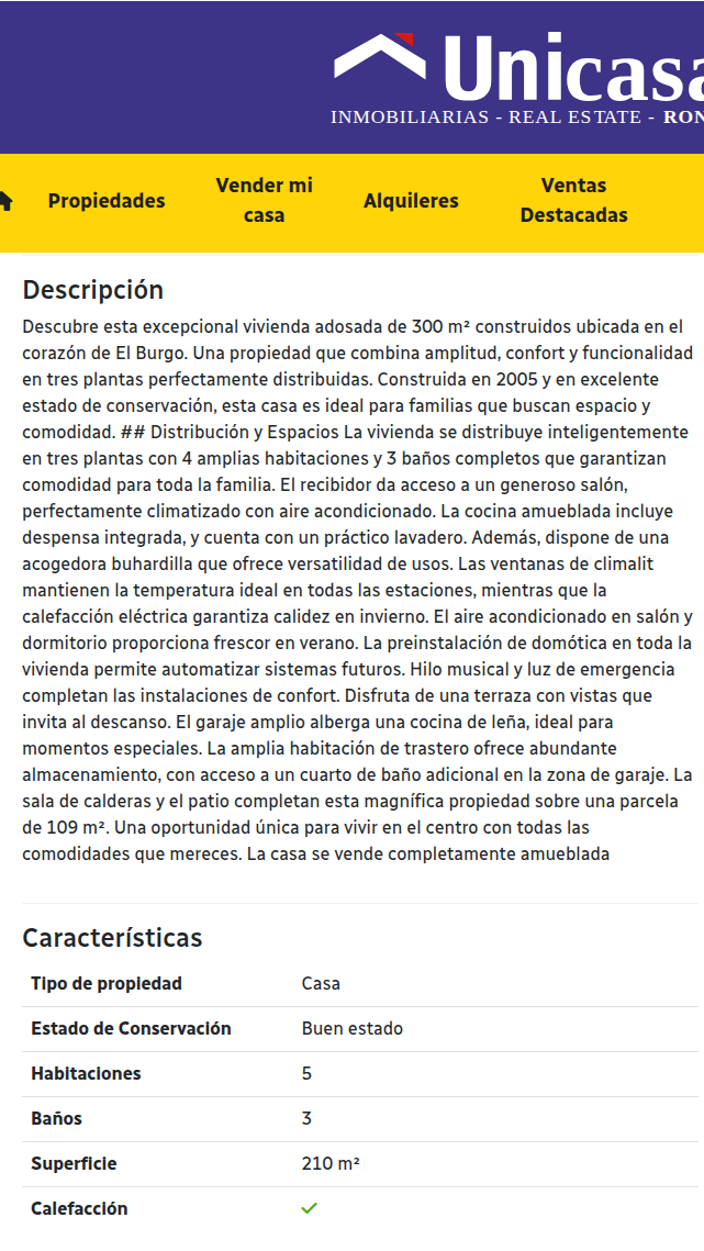 Casa amplia de tres plantas en El Burgo