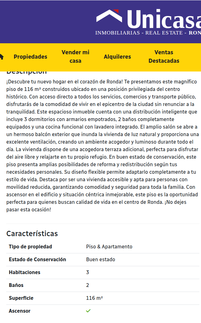 Piso céntrico en Ronda, 116 m², 3 dormitorios