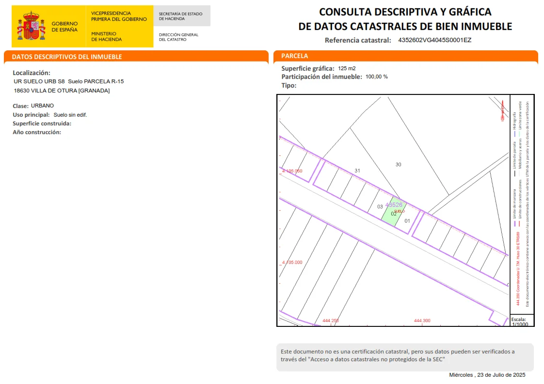 Urban plots near Granada, 175m² buildable