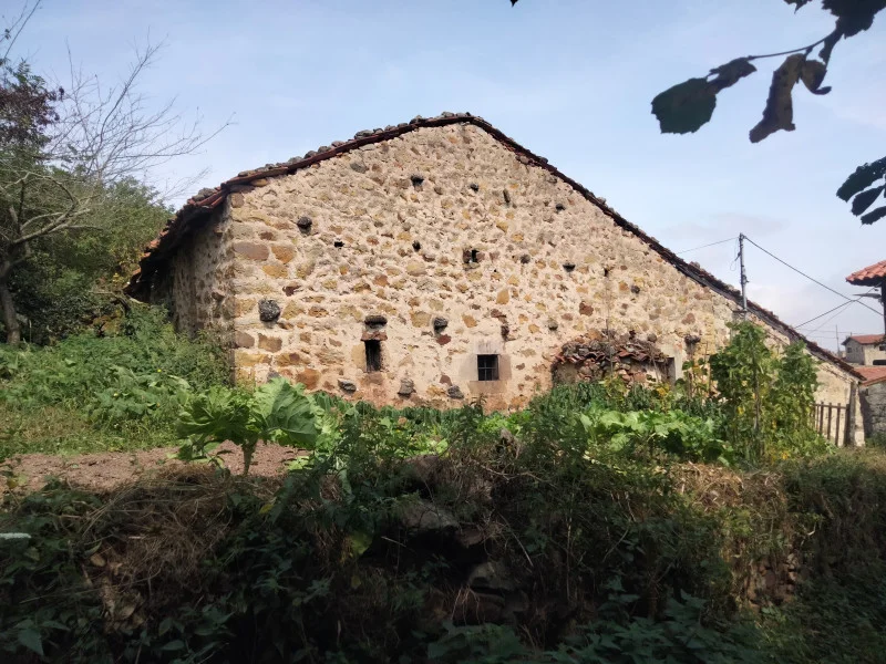 Casa de piedra pareada con huerta