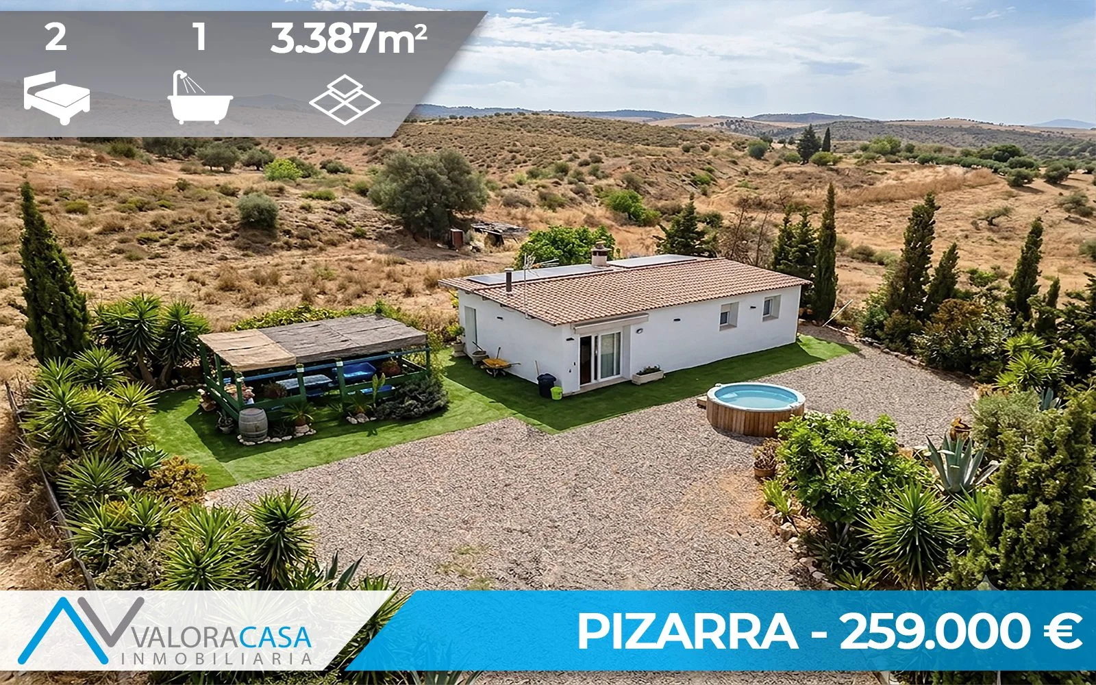 Casa rural en Pizarra con parcela de 3.387 m²