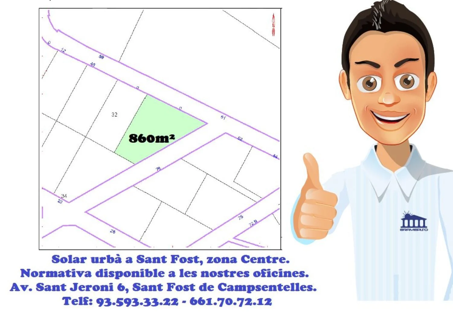 Solar urbano céntrico de 860 m²