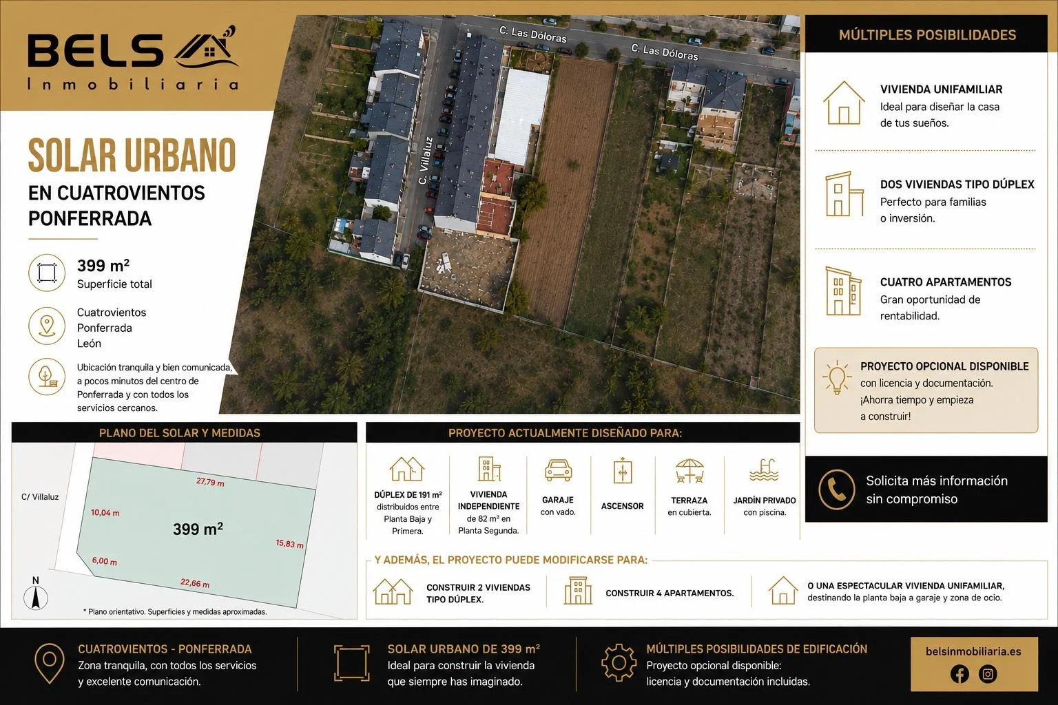 Urban plot in Cuatrovientos, 414 m²