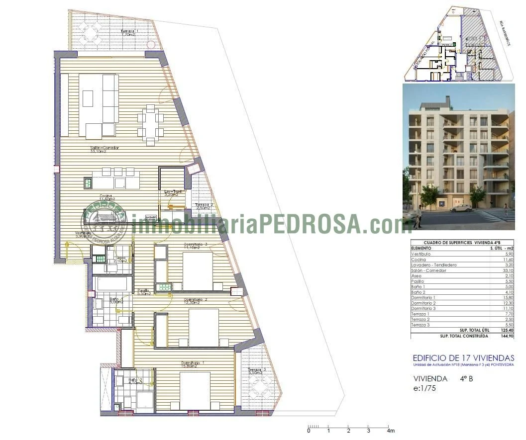New-build Eduardo Pondal apartment, 3 bedrooms