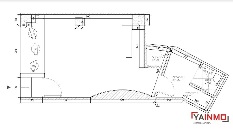 Central retail unit, 50 sqm, fitted