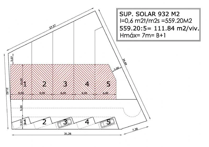 Solar urbano para cinco adosados