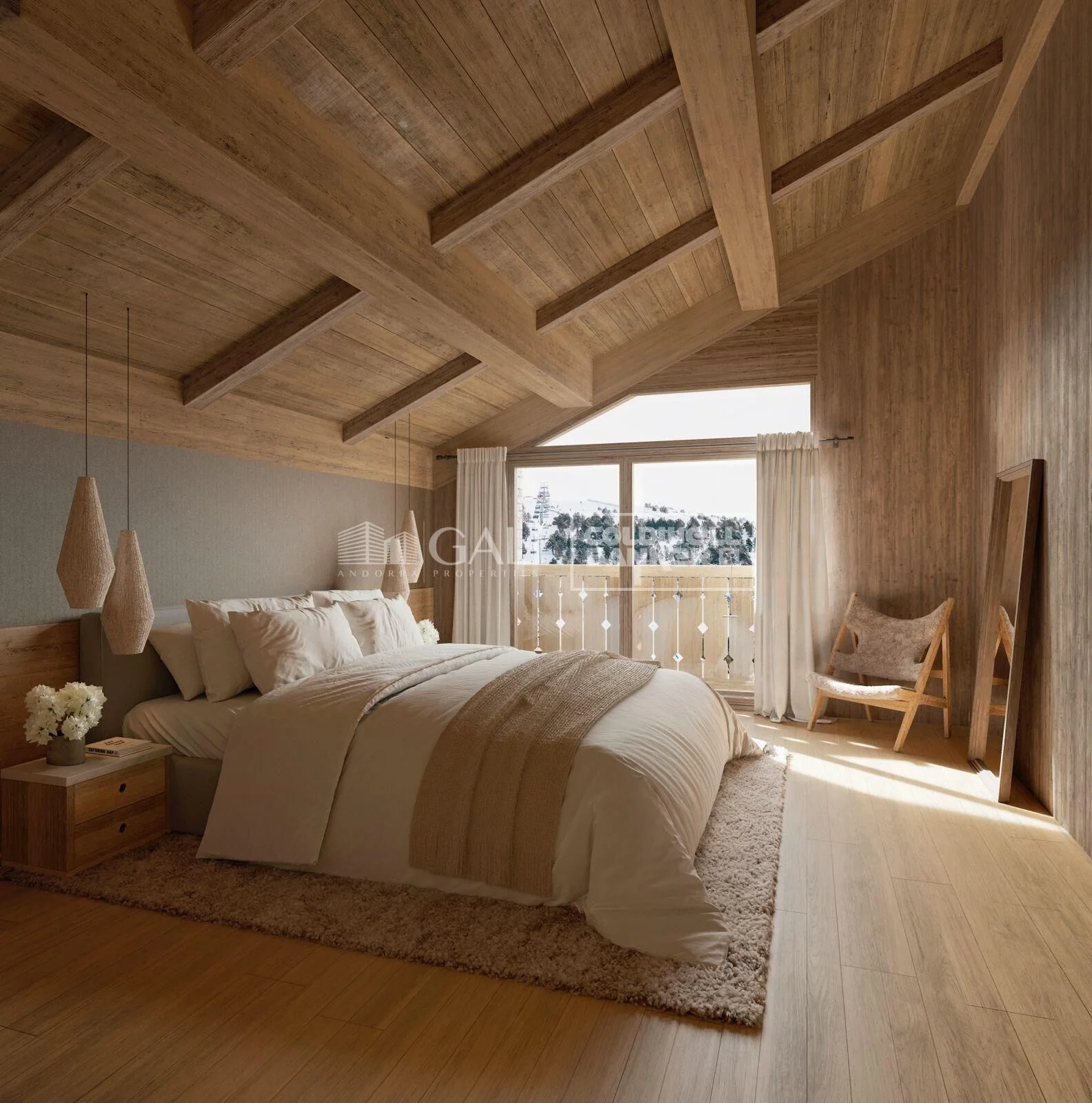 New-build ski flat with terrace