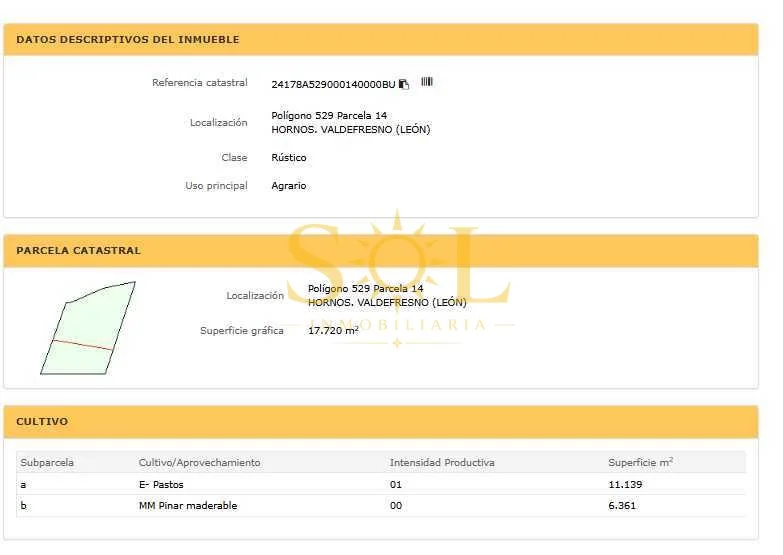 Gran parcela en Valdefresno, 6.850 m²