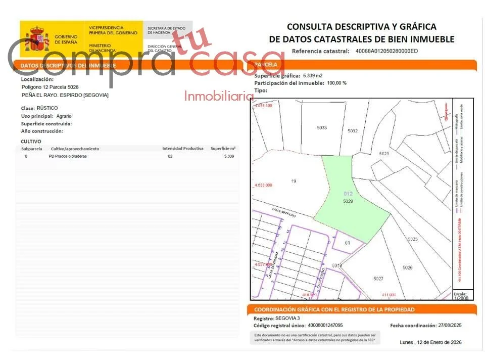 Rural plot near Segovia, 5,339 m²