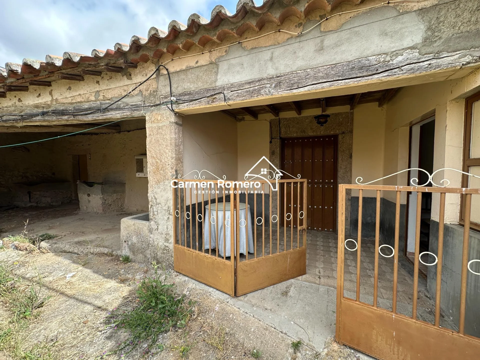 Stone village house with rural upside