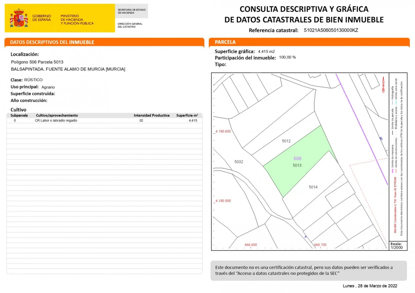 Solar edificable de 4.415 m² en Balsapintada