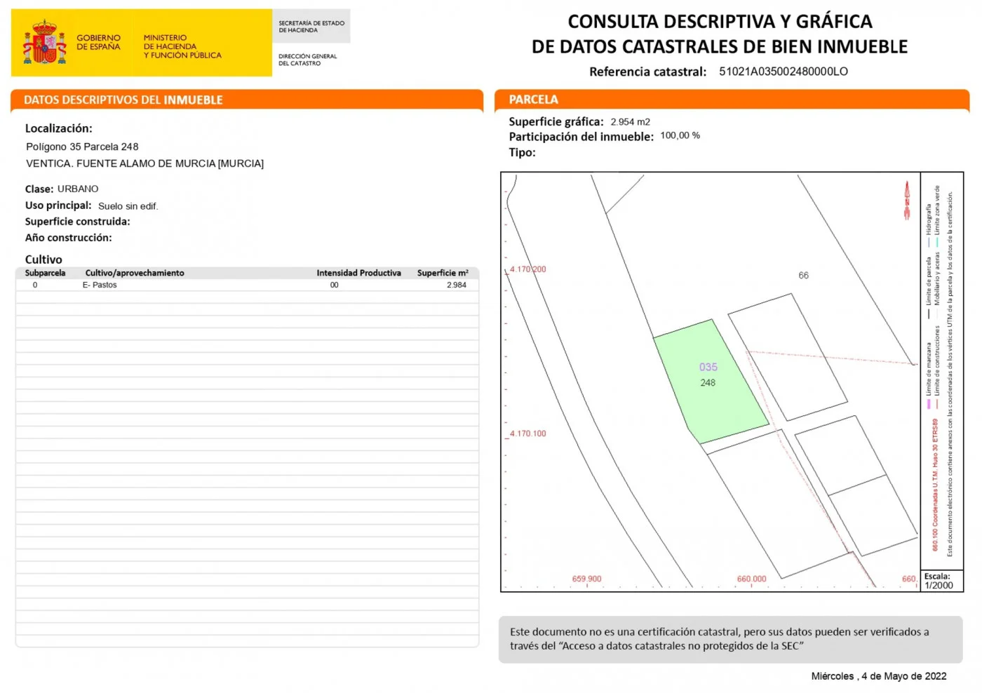 Solar urbano en Las Palas, 6.840 m²