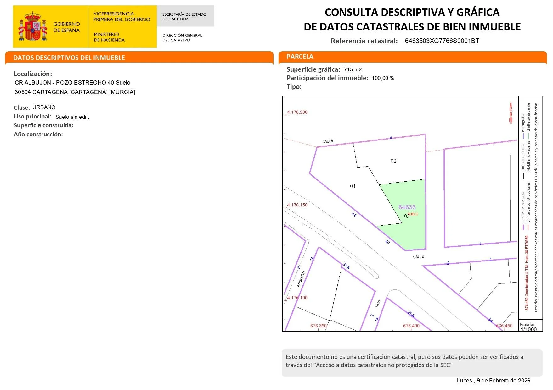 Urban plot in Pozo Estrecho