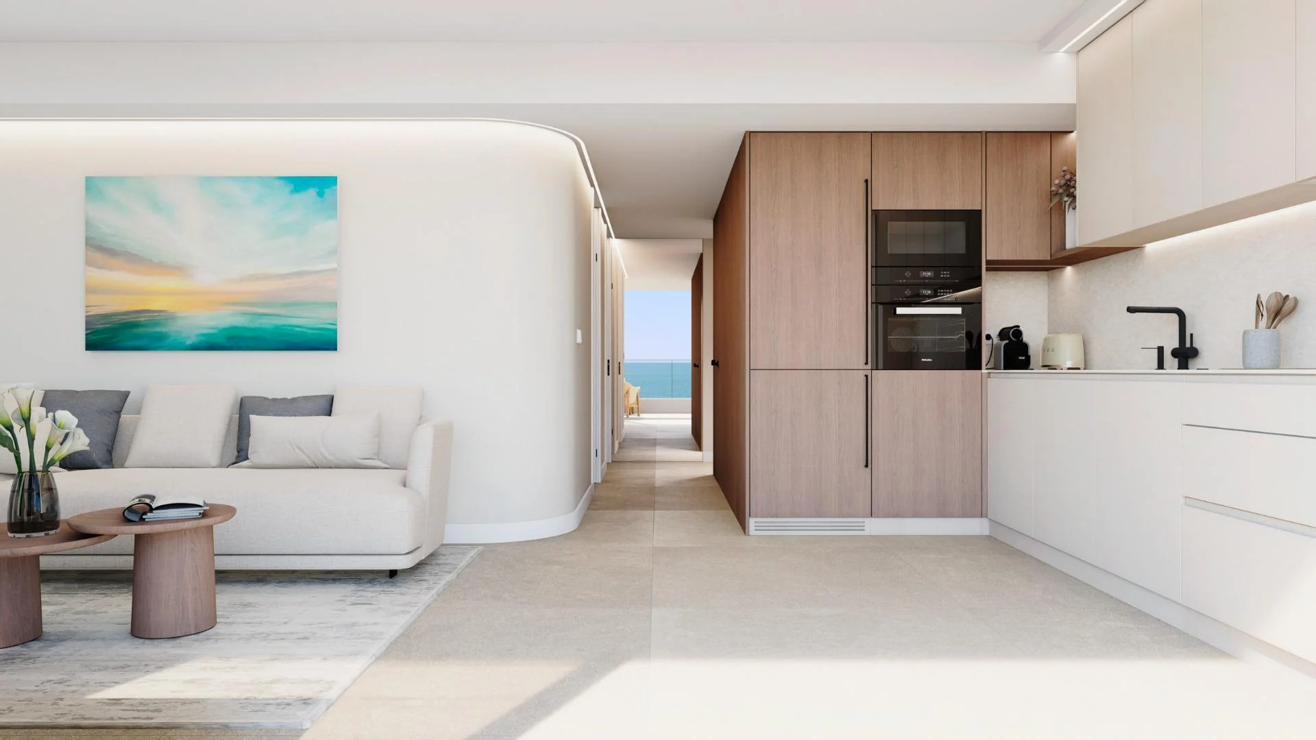 Coastal apartment with sea views, gym