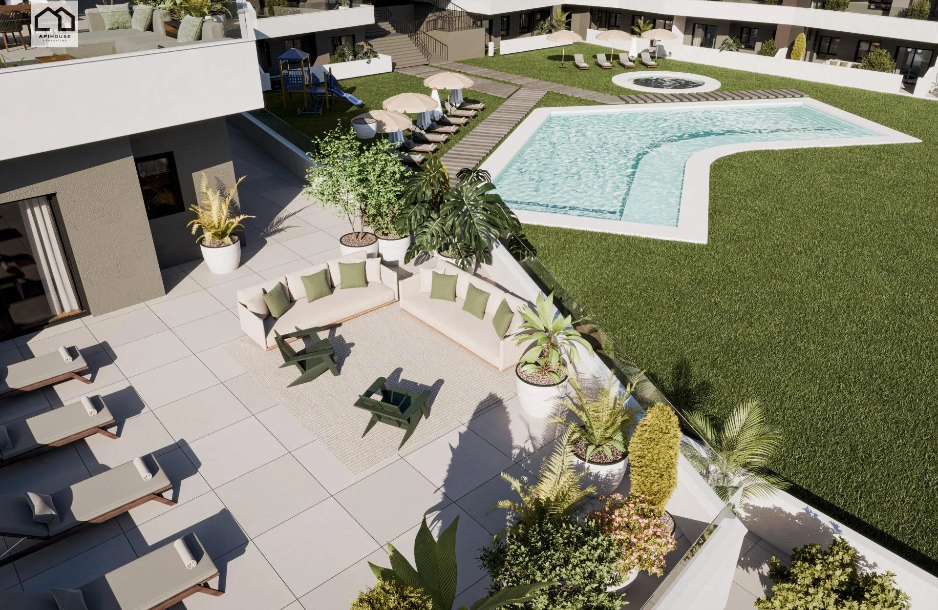 New-build apartment with resort amenities