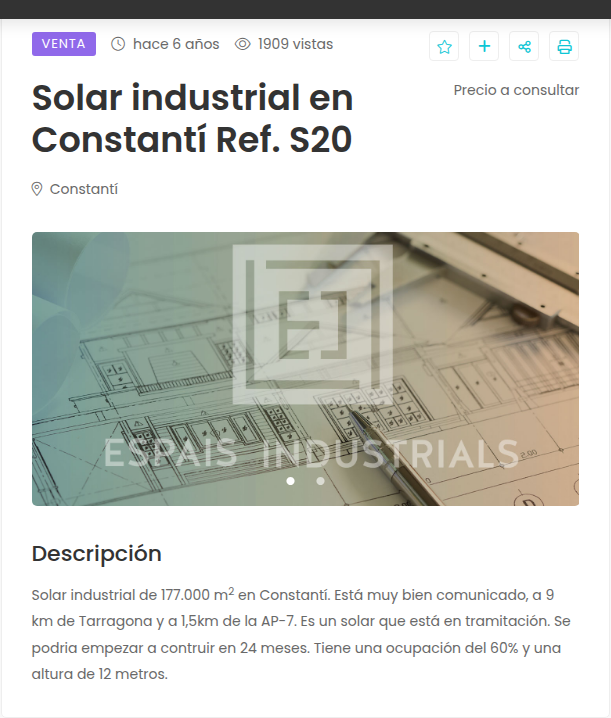 Gran solar industrial cerca de Tarragona