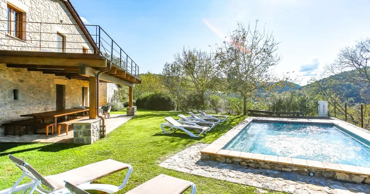 Rehabilitated Garrotxa masía, six-bedroom compound