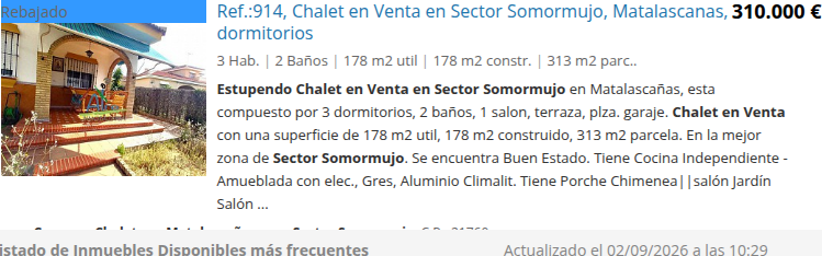 Chalet de tres dormitorios en Somormujo, Matalascañas