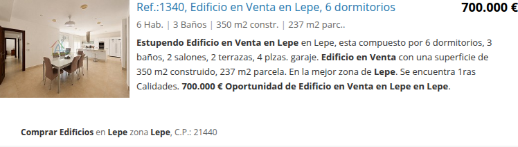 Edificio en Lepe con seis dormitorios