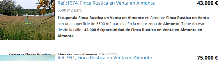 Rustic plot in Almonte, 5500 m²