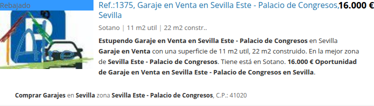 Sevilla Este garage, 22 m² built
