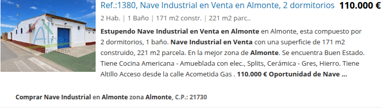 Industrial warehouse in Almonte, 171 m²
