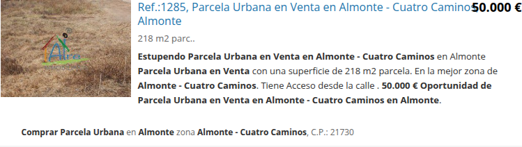 Parcela urbana en Almonte de 218 m²