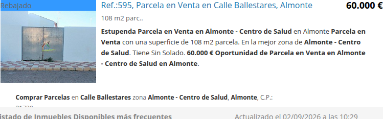 Parcela de 108 m² en el centro de Almonte