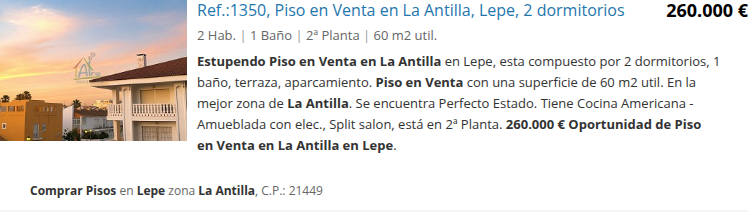 Piso en La Antilla con dos dormitorios