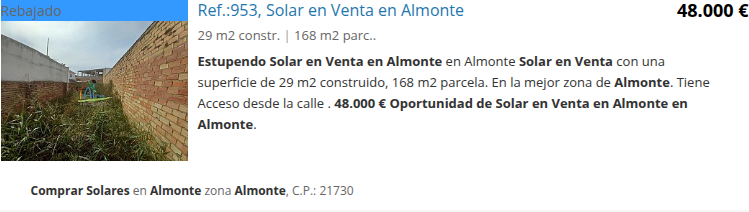 Almonte plot with 168 m²