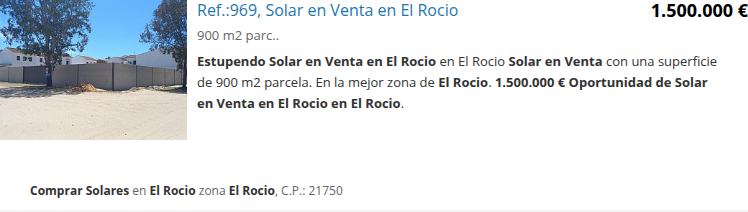 Solar de 900 m² en El Rocio