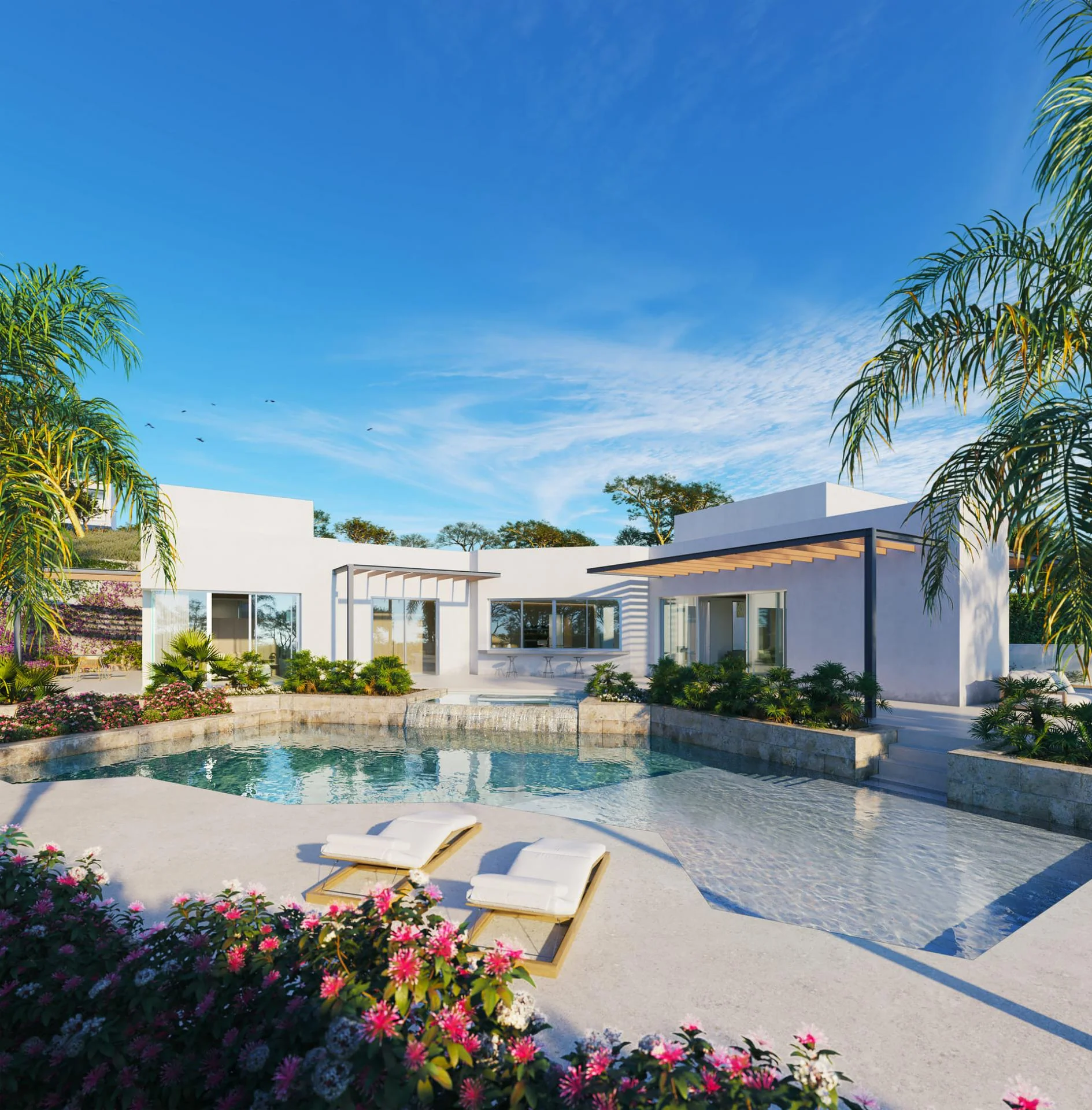 Villa nueva con piscina y jardín privados