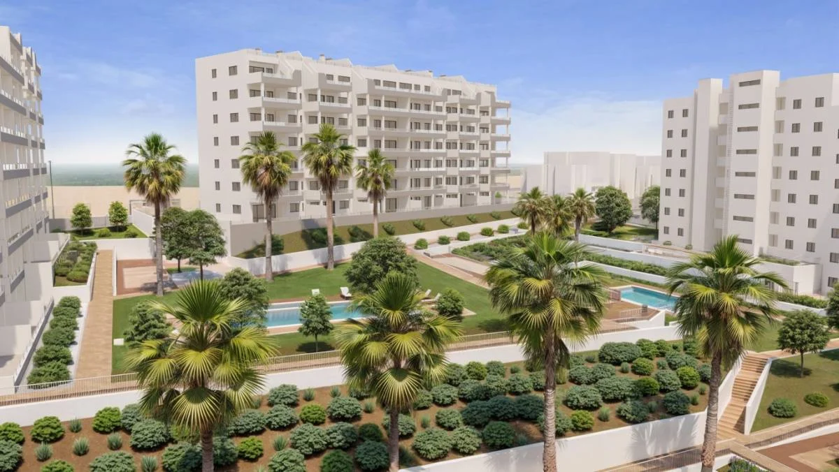 Apartamento de dos dormitorios con piscinas en proyecto