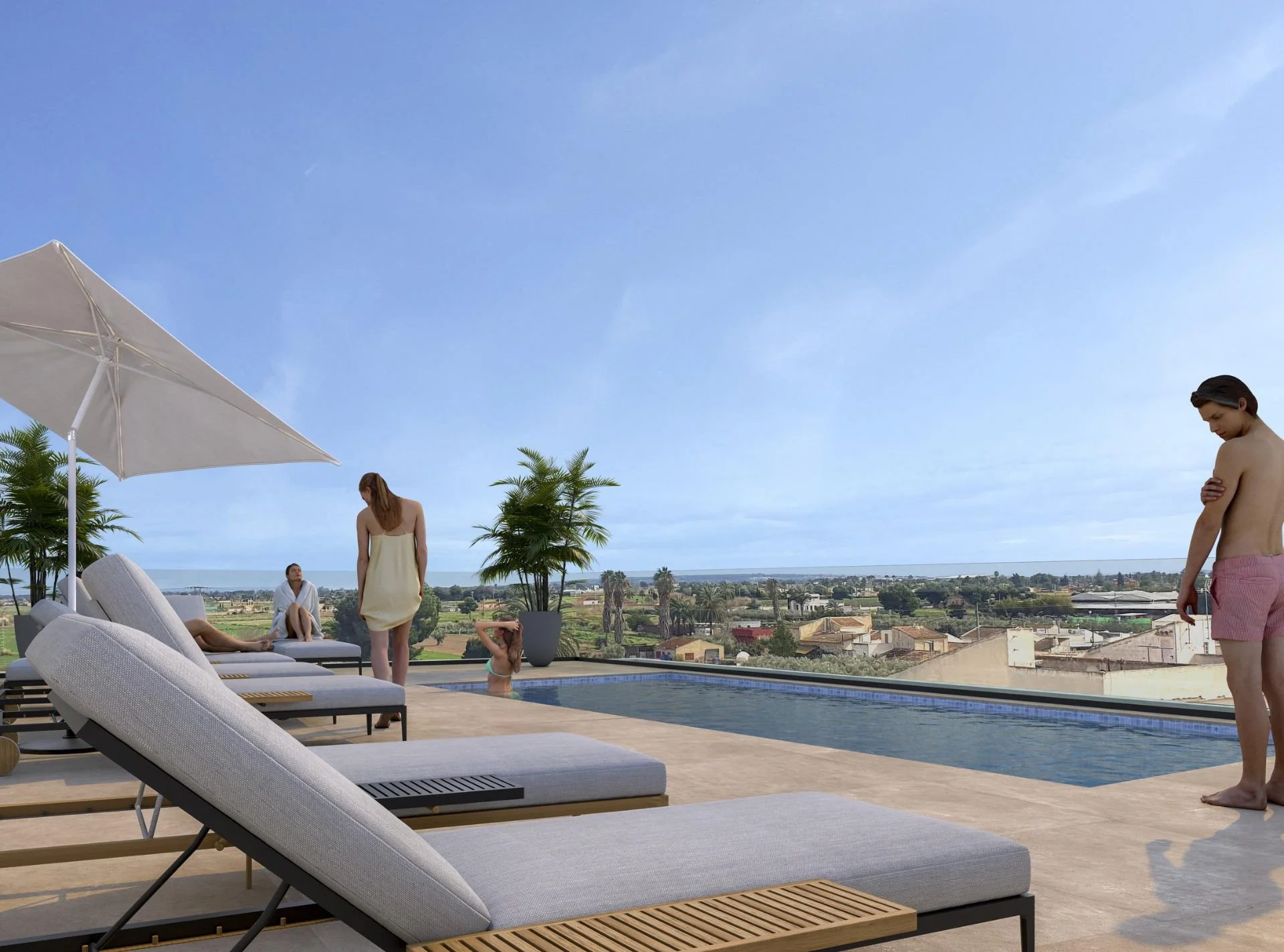 New-build Catral flat, rooftop pool