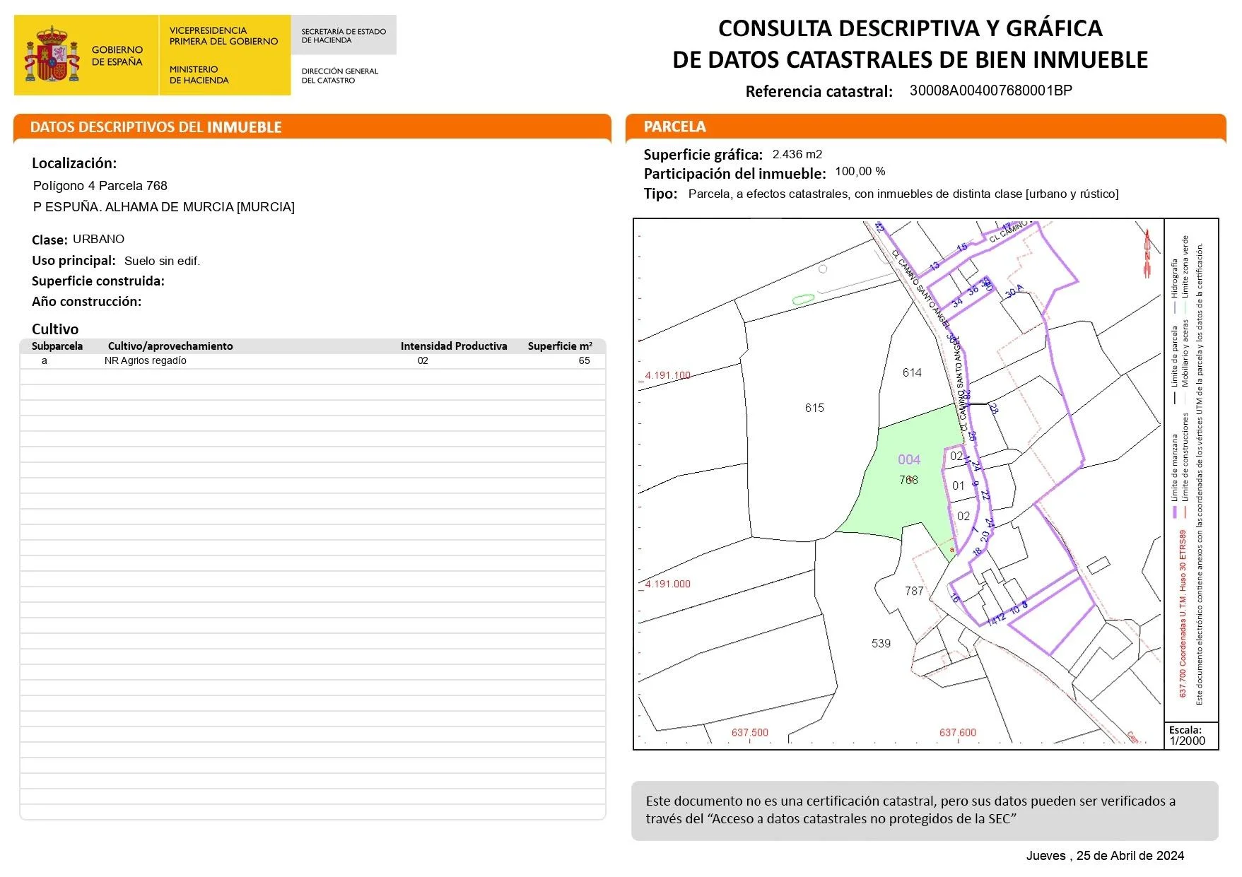 Developable plot in Los Secanos
