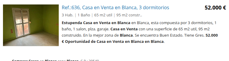 Casa asequible de tres dormitorios en Blanca